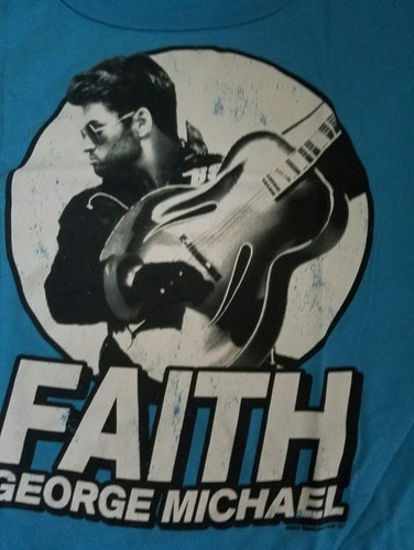 Juniors SZ L Blue Dolman George Michael Faith T-Shirt~ - Picture 2 of 3