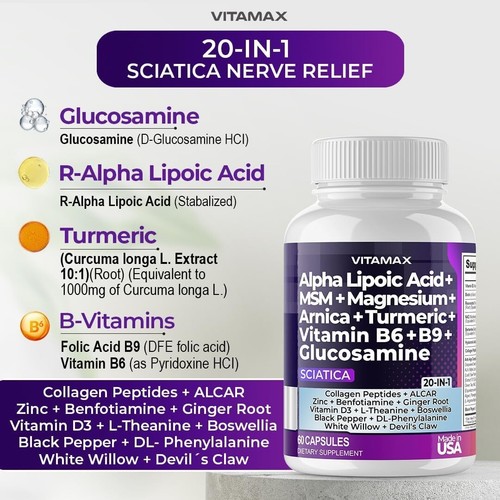 Sciatica Nerve Health Support - Sciatic Nerve Supplement - 60 Ct. (Pack of 1) - Picture 5 of 8