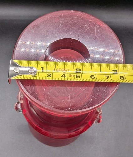 Jozef Gorski Tschechische Glas rote Vase mit klaren Schriftrollen HSG Tarnów, Vintage wie besehen - Bild 9 von 13