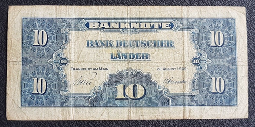 ALLEMAGNE - GERMANY - BILLET DE 10 DEUTSCHE MARK SERIE 1949. - Picture 2 of 2