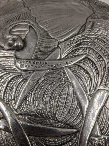 Vintage Arthur Court ©1984 Aluminum Elephant Tray 15-3/4” (40cm) Diameter - Imagen 6 de 6