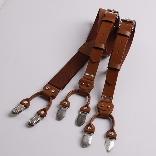 Mens Y-Shaped Classic Suspenders Fashion Leather Jeans Wedding Accessories New - Picture 15 of 26