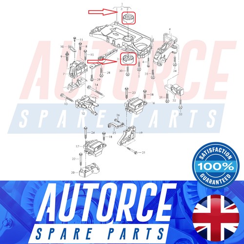 Lower/Upper Engine Mounting For VW Caddy EOS Golf Jetta Passat Sharan 1K0199867 - Picture 8 of 13