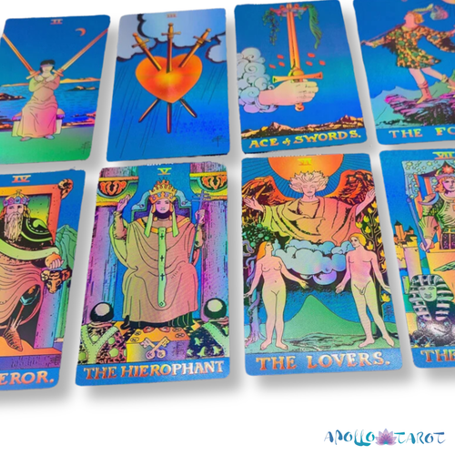 Electric Blue Gold Foil Tarot Card Deck, Waite Oracle Cards Gift Box & Guidebook - Picture 5 of 12