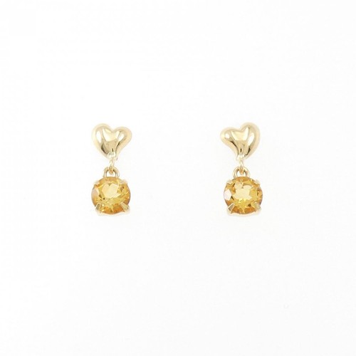 Authentic K18YG Heart Citrine Earrings #260-007-078-2332