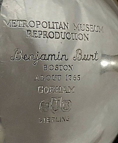 Vintage Gorham Sterlingsilber 97 g Milchkännchen Krug Museum MMA Benjamin Burt 1765 - Bild 3 von 12