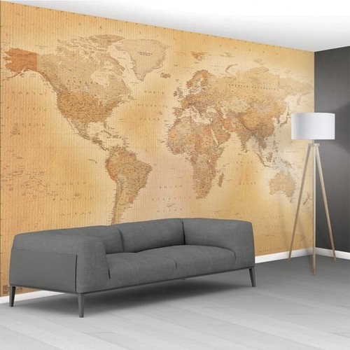 Giant Map Wall mural photo wallpaper Yellow World Map | glue not included - Picture 2 of 4