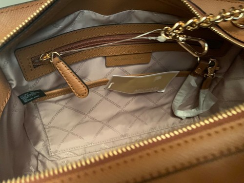 Michael Kors Sylvia Medium Tri Color Satchel Butternut Light Cream Acorn $328 - Picture 6 of 9