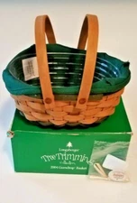 Longaberger 2004 Gumdrop Tree Trimming Basket w Protector, Liner &  Tie On Green