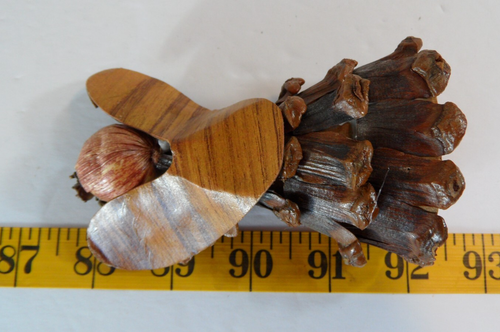 Vintage Rustic Pinecone Angel Figurine Taiwan 4.5" Primitive Art Handmade - Picture 5 of 5