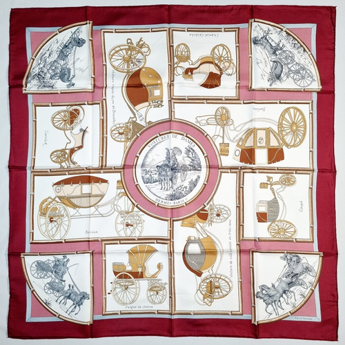 RARE VINTAGE HERMES Silk Scarf "Voitures De Dames" Carre 90 - Picture 4 of 15