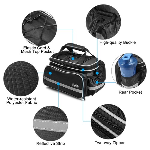 Lixada 10-25L Bicycle Rear Seat Bag Waterproof Bike Trunk Bag Pannier Bag M5O1 - Picture 5 of 12