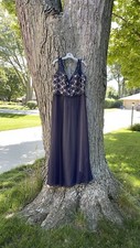Mori Lee Navy And Tan Gown
