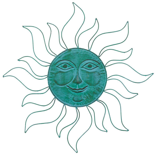 Metal Teal Indoor Outdoor Sun Wall Decor - Picture 8 of 12