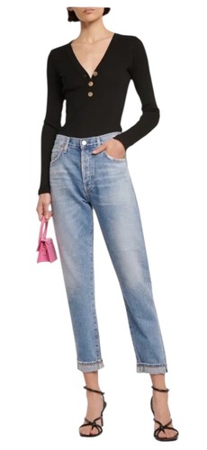 Scarlett Ribbed-Knit Sweater Black Long Sleeve V-Neck Ribbed Top - Imagen 1 de 11