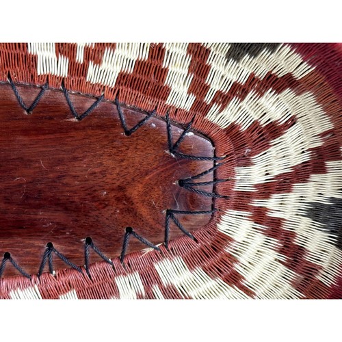 Wounaan Embera Native Werregue Palm Hand Woven Tray Bowl Basket Colorful Geometr - Picture 4 of 8
