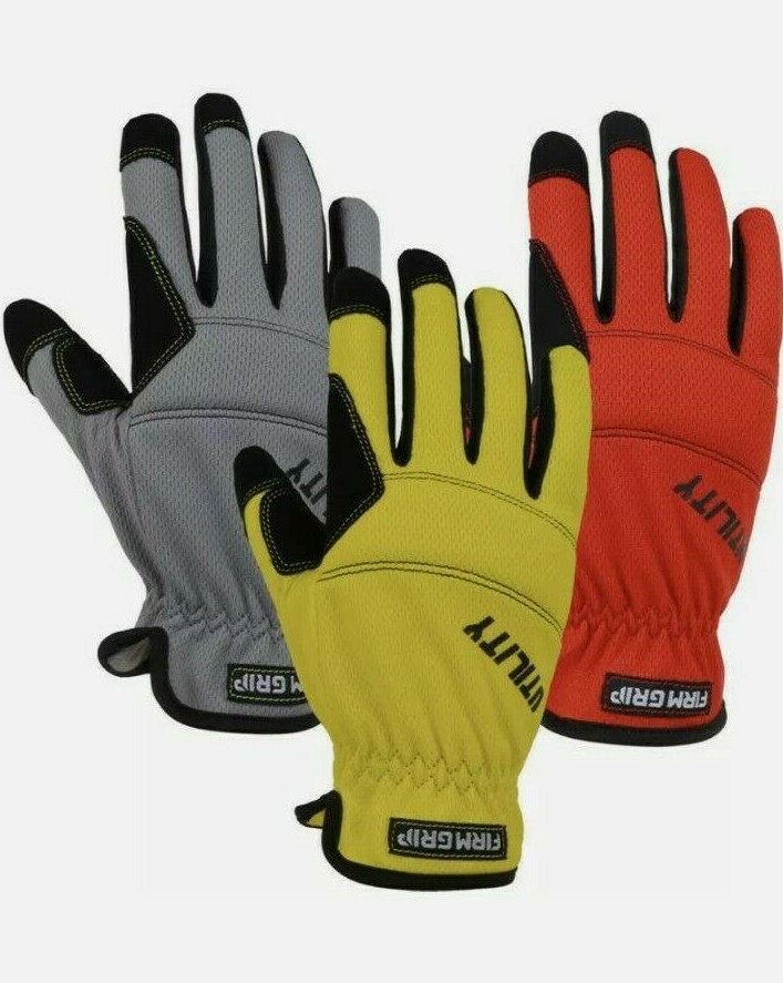 Firm Grip Utility Large Multi Color Synthetic Leather Glove 3 Pair New Touch Scr