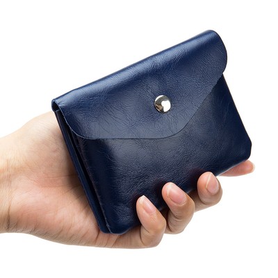 Genuine Leather Coin Purse Pouch Zip Change Wallet with Key Ring for Men Women