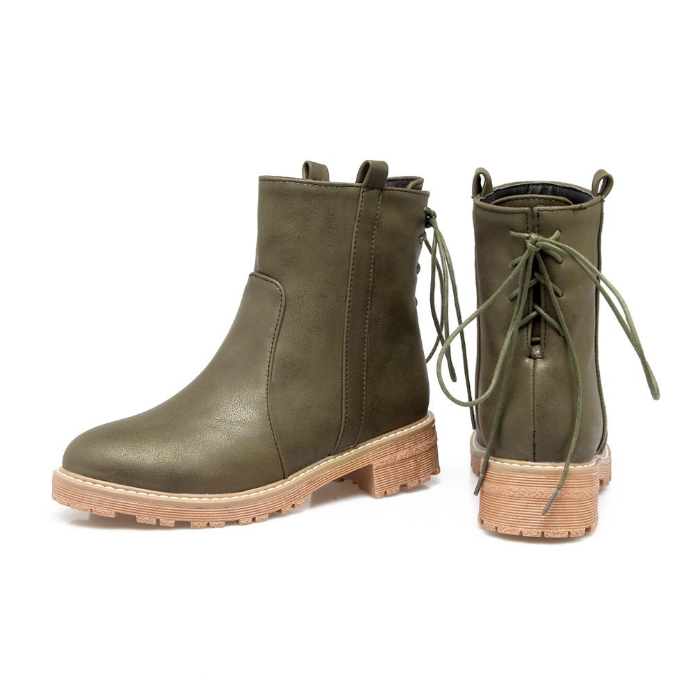 Women Classic Ankle Boots Square Heel Cross Cross Cross Tied Ladies Fashion shoes Round Toe c13f3e Women Classic Ankle Boots Square Heel Cross Cross Cross Tied Ladies Fashion shoes Round Toe c13f3e