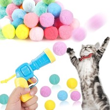 31Pcs Cat Ball Toy Launcher Gun Cat Balls Fetch Toy 30Pcs Plush Fuzzy Balls L...