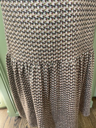 Sandra Darren Tiered Dress Sz L Relaxed Fit Hacci Long Sleeve Geo Print Pullover - Picture 4 of 14