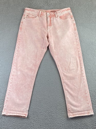 Anthropologie Pilcro Jeans Womens Acid Wash Straight Pants Size 34/30 Peach EXC