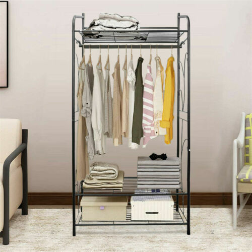Large Space Clothes Rack Garment Hanger Stand Hanging Rail Iron Coat Closet Unit - Picture 12 of 12