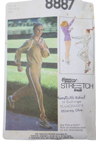 1979 Simplicity Joggers Sewing Pattern Athletic Wear Work Out 8887 92666 Size 12