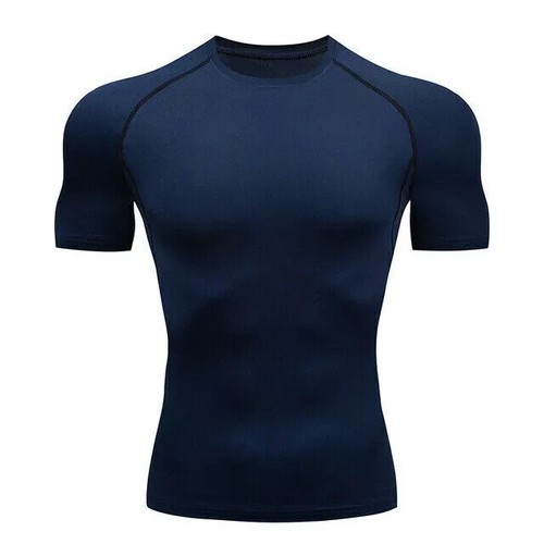 Men's Short Sleeve Compression Shirts Workout Quick Dry Baselayer T-Shirt Tops - Picture 6 of 11