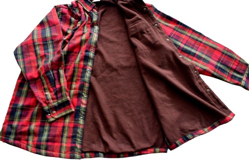 Flannel Check Shirt Mens Vintage Lightly Quilted Grunge Workwear Utility 50" - Picture 2 of 2
