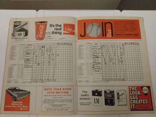 Vintage 1970 New York Mets vs LA Dodgers MLB Baseball Program Scorecard Scored - Picture 11 of 12