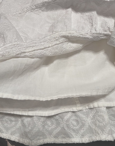 Girl's Zara White 100% Cotton Design Dress Attached Slip Size 5/6 Short Sleeves - Picture 8 of 9