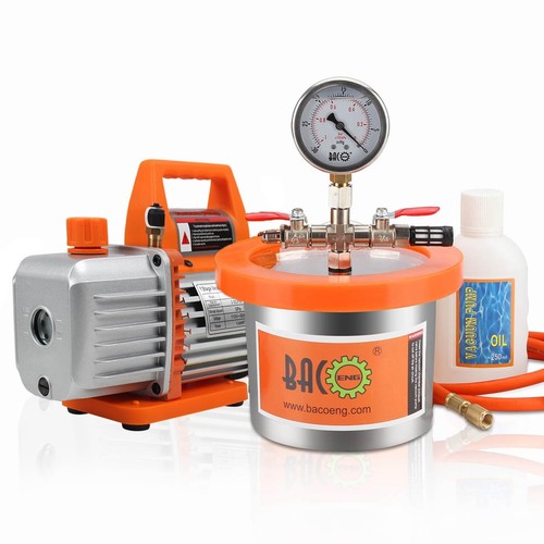 BACOENG 2 Quart Vacuum Chamber with Pump, Stainless Steel Degassing Chamber K...