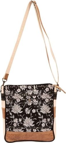 SEL de MER Upcycled Blossom Print Canvas & Leder Schultertasche | von Rajeriya - Bild 3 von 5