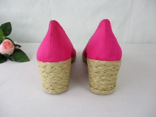 LRL Ralph Lauren Cecilia Espadrille Wedge Sandals in Fuchsia Pink Silk size 9 B - Picture 5 of 10