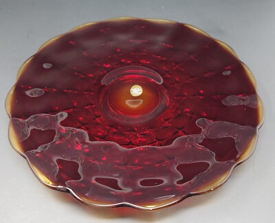 Vintage Tiara Constellation Sunset Footed  13-1/2'' Glass Cake Platter