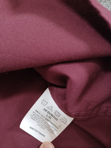 Wrangler Men’s Cotton Blend Casual Shirt Plain Burgundy Large Long Sleeves - Picture 4 of 9