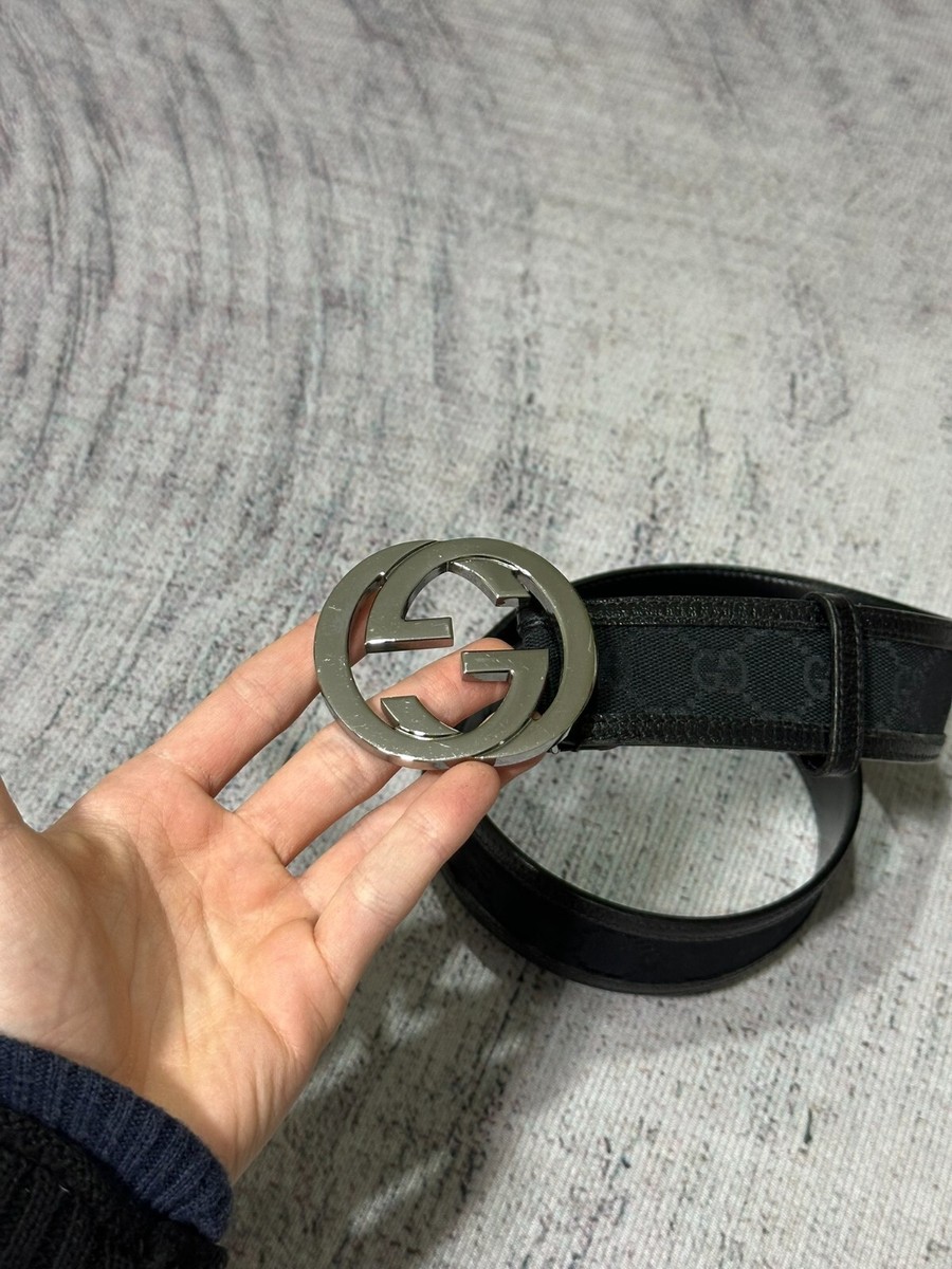 Authentic Gucci Belt Monogram Canvas and Leather Black