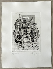 Julio Herrera Zapata Original Engraving Signed 1968 Surrealism Cuba Art Spain