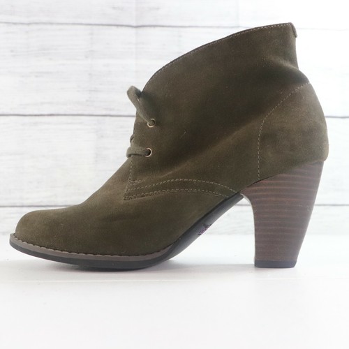 Clark's Indigo Size 6.5 Womens Suede Leather Ankle Boots Green Lace Up - Picture 7 of 10