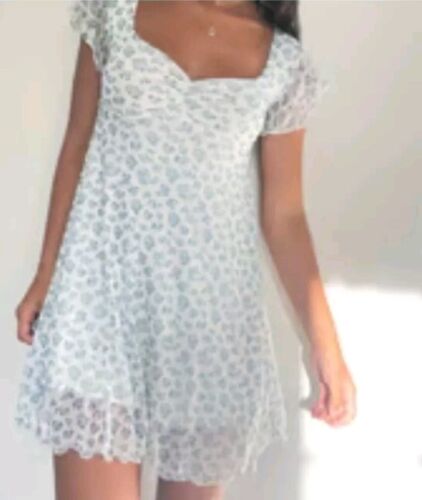 See You Monday Kleid weiß blau Blumenmuster Y2K Babydoll Fairycore Landhaus Kern