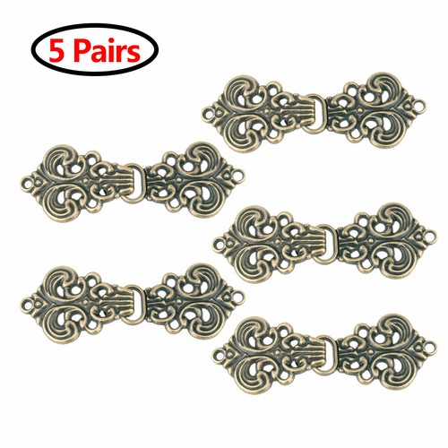 UK 5 Pairs Swirl Flower Cape Cloak Clasp Fasteners Cardigan Clips Sew On Gift - Picture 3 of 39