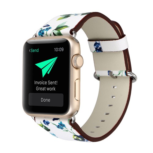 Women Floral Leather Band for Apple Watch 11 10 9 8 7 6 5 SE 44/41/45/42/46/49mm - Picture 35 of 39