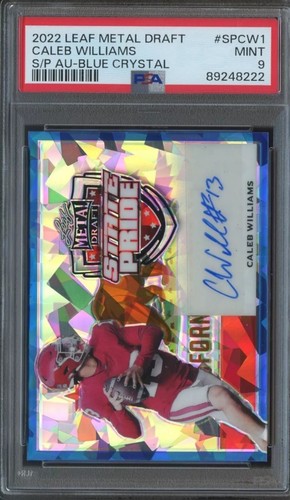 2022 Metal Caleb Williams State Pride BLUE CRYSTAL Rookie Auto 1/20 PSA 9 POP 1 - Foto 2 di 3