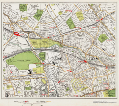 Kensal Green London Map Notting Hill Kilburn Kensal Grn Map London 1932 #57-58 | Ebay