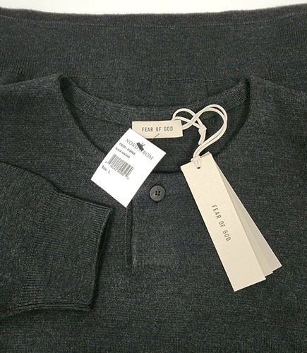 Fear of God Men's Eternal Virgin Wool Henley Pullover Sweater Black Heather - L - Picture 4 of 5