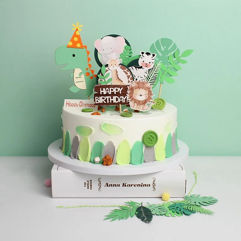 Toppers para pasteles de feliz cumpleaños - Decoraciones de safari de animales decoraciones temáticas de selva Foto 3 de 4
