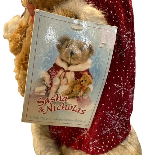 Sasha & Nicholas Christmas Bear Plush With Stand 15" 2003 Vintage - Picture 7 of 9