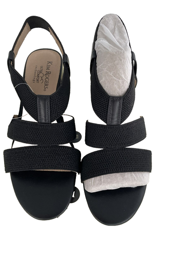 Kim Rogers Womens Size 7M Sandals Black Newtime KR11192 Wedge Heels - Picture 2 of 9