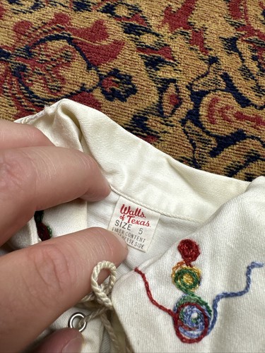 Vintage Walls of Texas Cowgirl Southwest Fringe Shirt Size 5 FLAWS - Picture 9 of 17